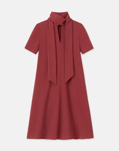 Lafayette 148 Plus-size Responsible Finesse Crepe Scarf Collar Shift Dress In Scarlet