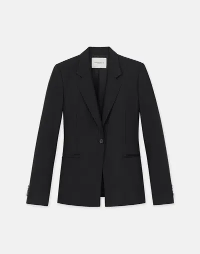 Lafayette 148 Plus-size Responsible Stretch Wool Single Button Blazer In Black