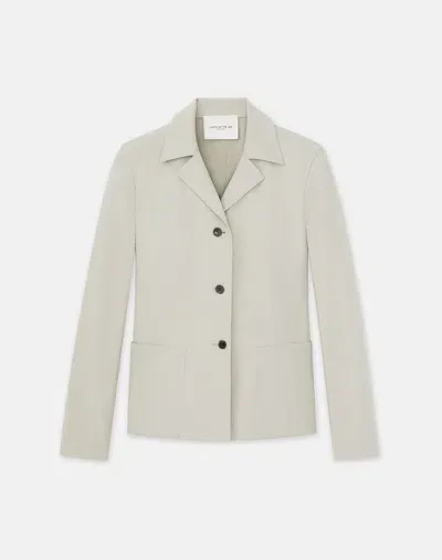 Lafayette 148 Plus-size Stretch Twill Patch Pocket Blazer In Beige