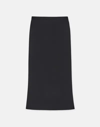 Lafayette 148 Recycled Satin Plissé Midi Skirt In Black