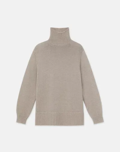 Lafayette 148 Responsible Lofty Wool Stand Collar Sweater In Smoked Taupe Melange