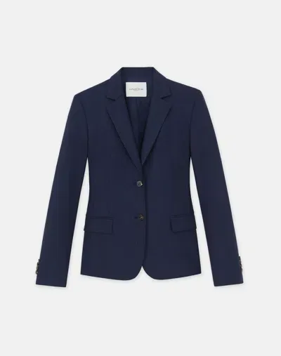 Lafayette 148 Responsible Stretch Wool Two Button Blazer In Blue