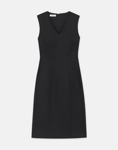 Lafayette 148 Responsible Stretch Wool V-neck Sheath Dress In Black