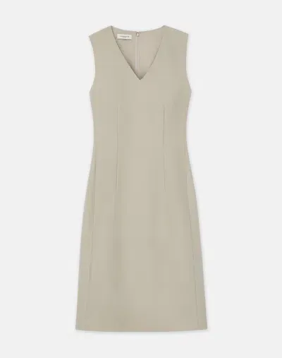 Lafayette 148 Responsible Stretch Wool V-neck Sheath Dress In Plaster