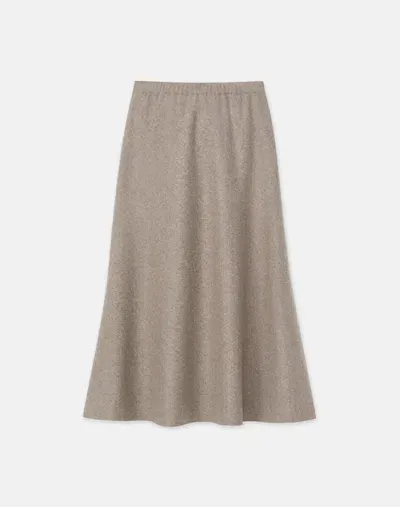 Lafayette 148 Responsible Wool-cashmere Double Face Jersey Reversible Skirt In Concrete,taupe