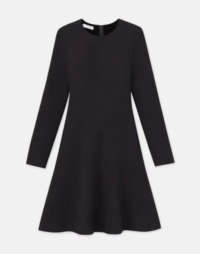 Lafayette 148 Responsible Wool Nouveau Crepe Flounced Hem Dress In Black