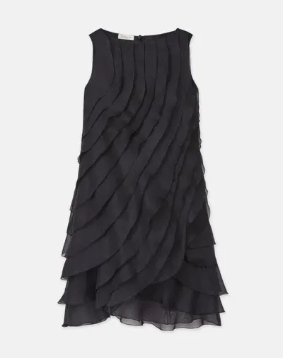 Lafayette 148 Silk Organza Layered A-line Dress In Black