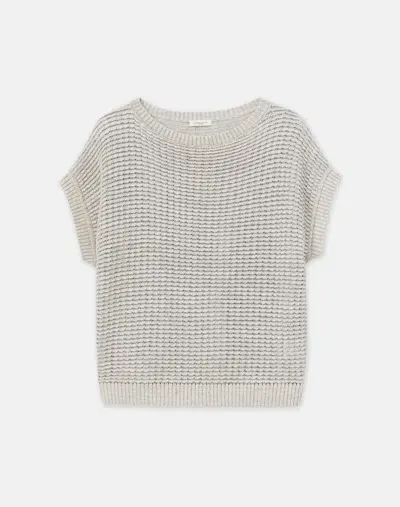 Lafayette 148 Sustainable Linen-silk Textured Stitch Bateau Neck Sweater In Smoked Taupe