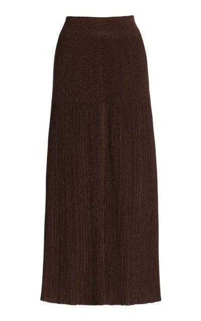 Lafayette 148 Voile Ribbed Skirt In Brown