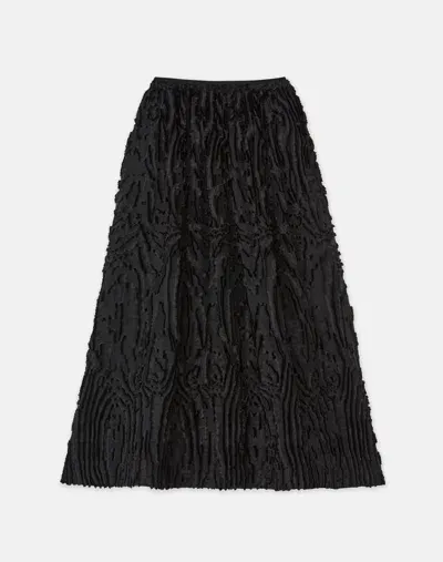 Lafayette 148 Wood Grooves Viscose-silk Clipped Jacquard Flared Skirt In Black