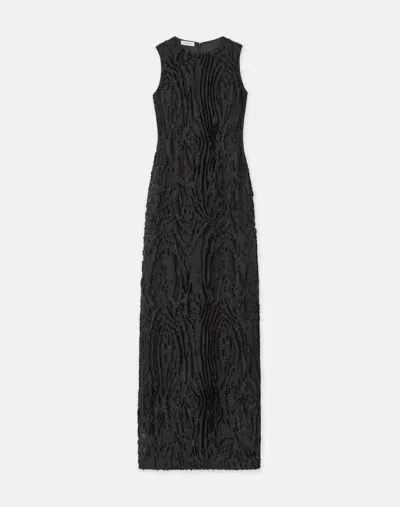 Lafayette 148 Wood Grooves Viscose-silk Clipped Jacquard Sheath Gown In Black