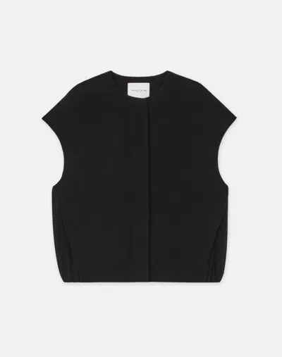 Lafayette 148 Wool-cashmere Double Face Sleeveless Jacket In Black