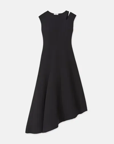 Lafayette 148 Wool-silk Crepe Asymmetric Dress In Black