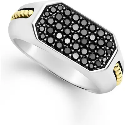 Lagos Anthem Black Diamond Pavé Signet Ring