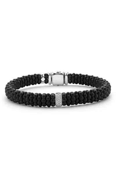 Lagos Black Caviar Pavé Diamond Station Bracelet