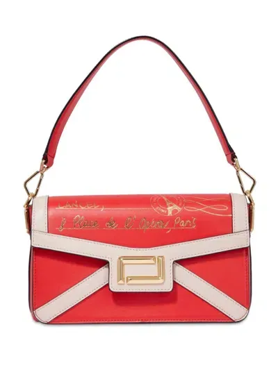 Lancel Leather Medium Flap Bag In Red