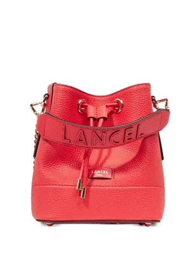 Lancel Leather Mini Bucket Bag In Red