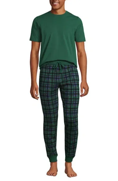 Lands' End Knit Jersey Pajama Sleep Set In Green