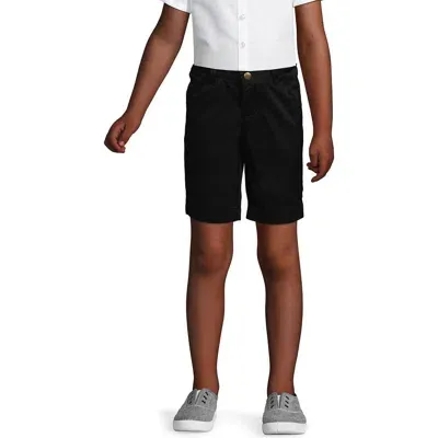 Lands' End Kids'  Little Girls Slim Plain Front Blend Chino Shorts In Black