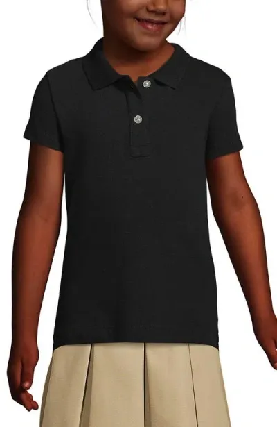 Lands' End Kids'  School Uniform Girls Short Sleeve Feminine Fit Mesh Polo Shirt In Black