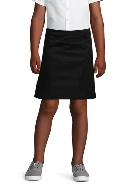 Lands' End Kids'  School Uniform Girls Slim Blend Chino Skort Above Knee In Black