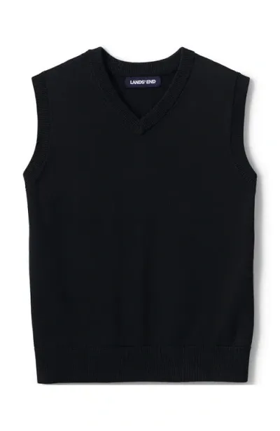 Lands' End School Uniform Kids Cotton Modal Fine Gauge Sweater Vest In Black