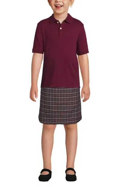 Lands' End School Uniform Kids Short Sleeve Interlock Polo Shirt In Burgundy