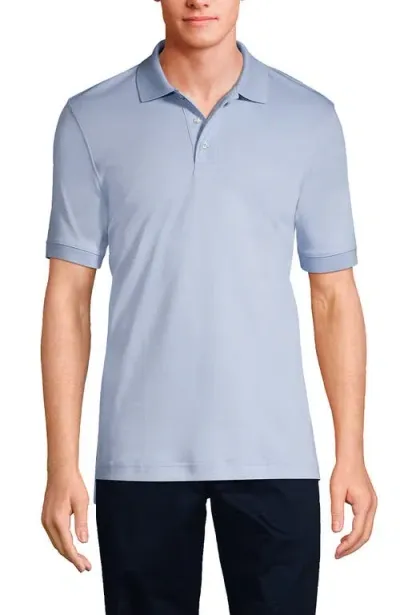 Lands' End School Uniform  Long Sleeve Interlock Polo Shirt In Blue