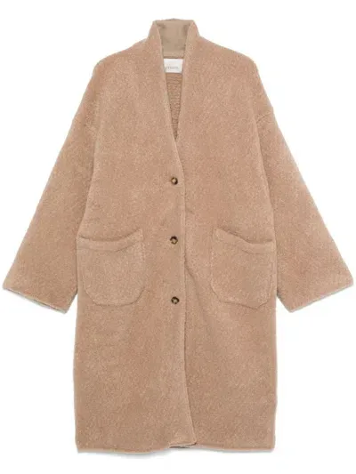 Laneus Bouclé Coat In Brown