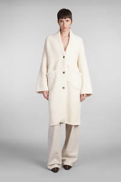 Laneus Coat In Beige Wool In Neutral