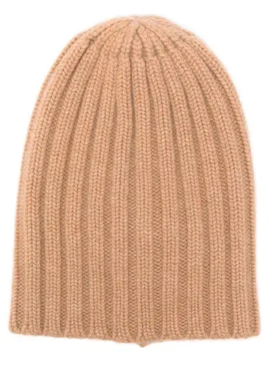 Laneus Ribbed Beanie In Brown