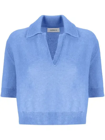 Laneus V-neck Knitted Top In Blue