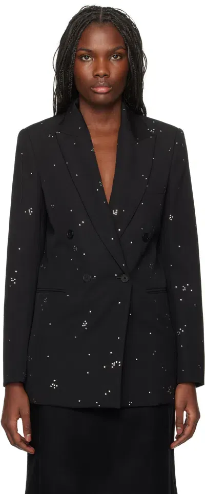 Lanvin Black Embroidered Blazer In 10 Black