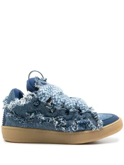 Lanvin Curb Denim Sneakers In Blue