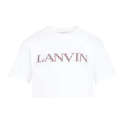 Lanvin Curb Embroidered Cropped T-shirt Tshirt In White