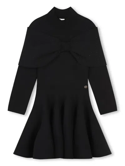 Lanvin Enfant Kids' Knitted Dress With Big Bow In Black