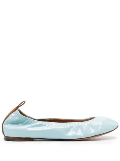 Lanvin Patent Leather Ballerina Shoes In Blue