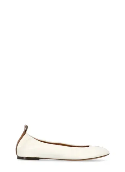 Lanvin Leather Ballerinas In White