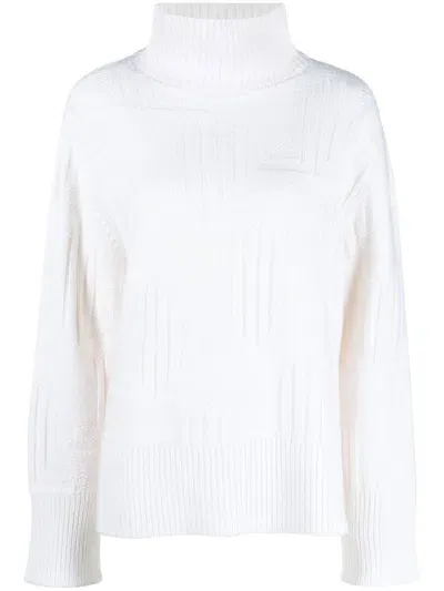 Lanvin Funnel-neck Knitted Jumper In White