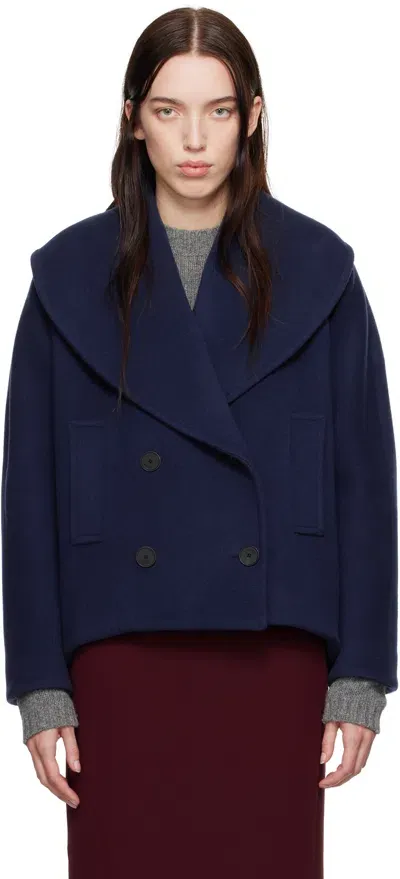 Lanvin Navy Cocoon Peacoat In Midnight Blue