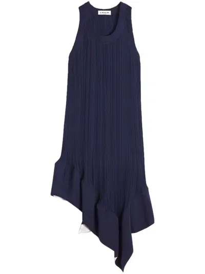 Lanvin Pleated Midi Dress In Blue