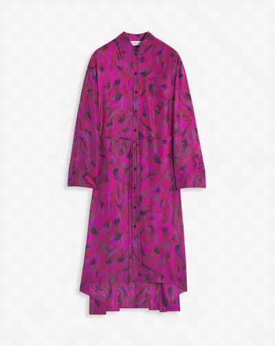 Lanvin Robe Chemise Imprimée À Plis Pour Femme In Pink