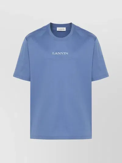 Lanvin Logo-embroidered Cotton T-shirt In Blue