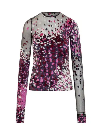 Lanvin Semi-sheer Long-sleeve Top In Purple