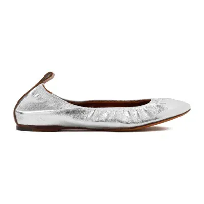 Lanvin Silver Goatskin Ballerina In White