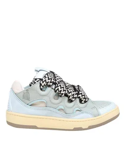 Lanvin Sneakers In Leather And Fabric In Blue