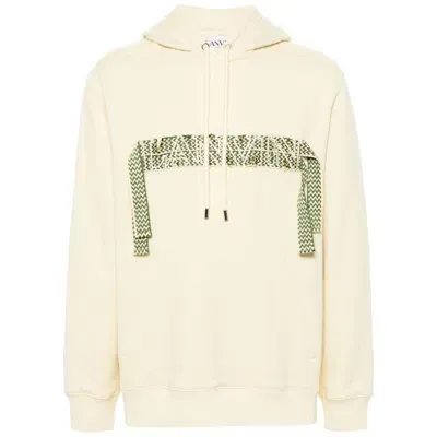 Lanvin Logo-embroidered Cotton Hoodie In Yellow