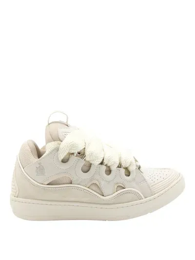 Lanvin Curb Leather Sneakers In White