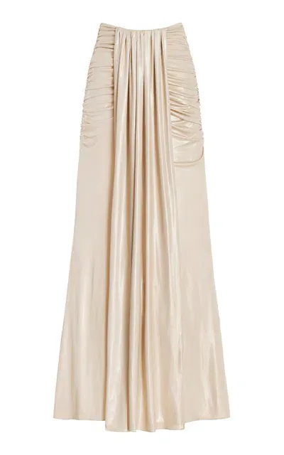 Lapointe Draped Coated-jersey Skirt In Neutral