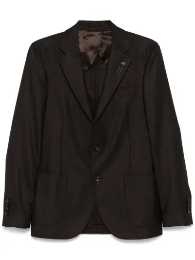 Lardini Checked Blazer In Brown